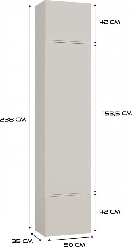 HAGA II 1SZ1W előszobafal, 100x238x35 cm, kasmír
