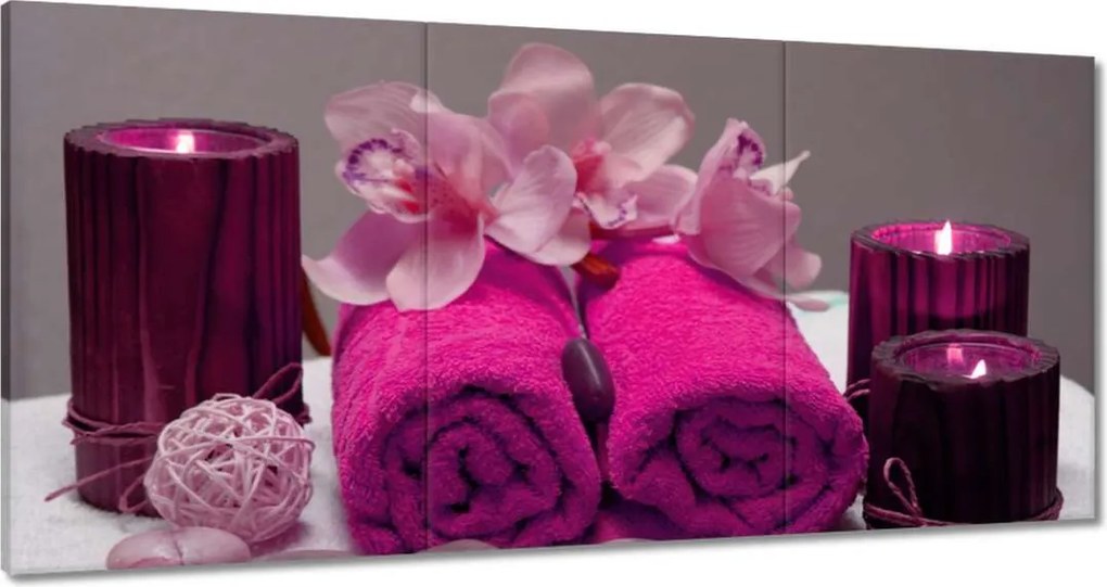Vászonkép 180x90 Lila törölköző Virág