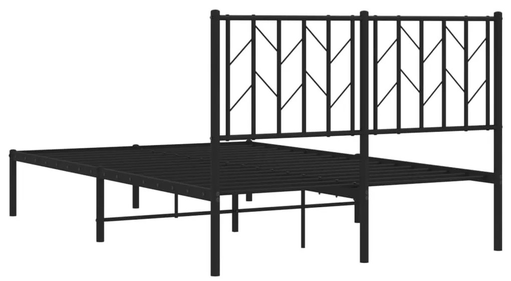 fekete fém ágykeret fejtámlával 120 x 200 cm