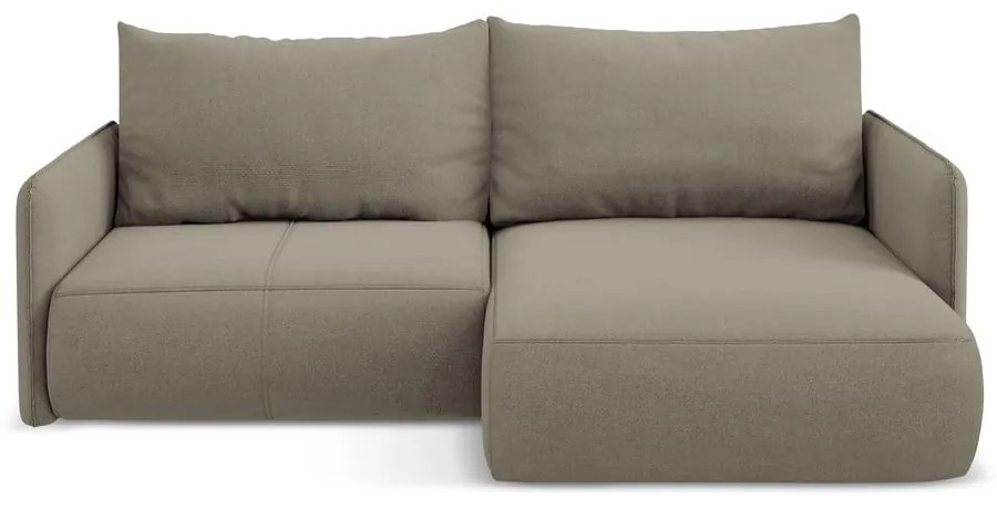 Bézs kinyitható-tárolóhelyes sarokkanapé (jobb oldali) Nanea – Makamii