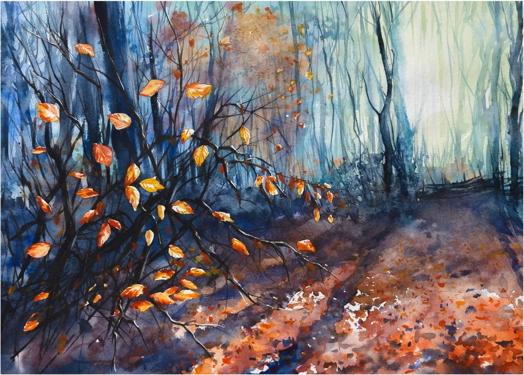 Kép - Az őszi nap sugarai (üvegen) (70x50 cm)