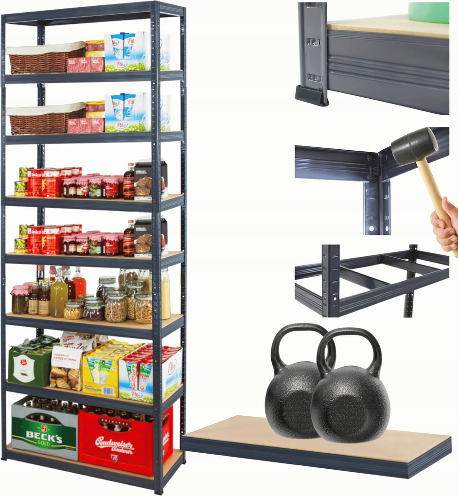 Tárolószekrény fém állvány Helios 270x100x45cm 8Px275kg 300TYS Komb