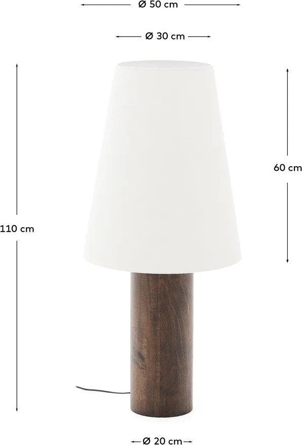 Fehér-sötét natúr színű állólámpa textil búrával (magasság 110 cm) Marga – Kave Home