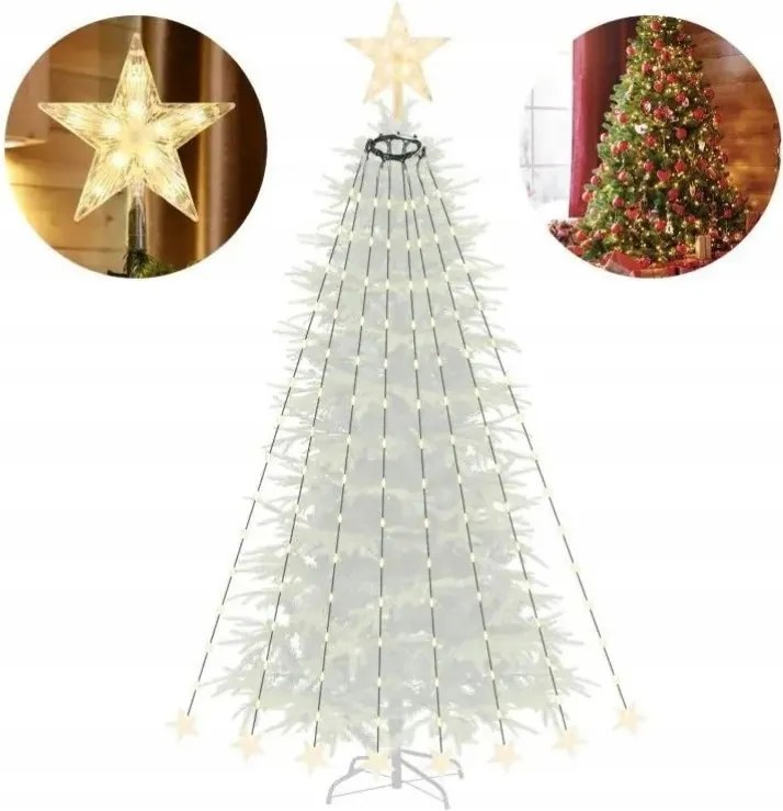 Karácsonyfa Lámpa Gyűrűvel És Hegytel Csillag Meleg Fehér 120 Led