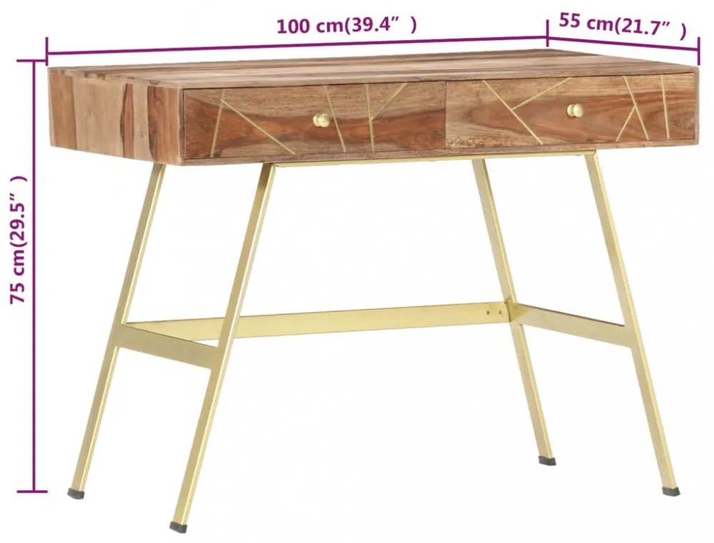 fiókos tömör kelet-indiai rózsafa íróasztal 100 x 55 x 75 cm