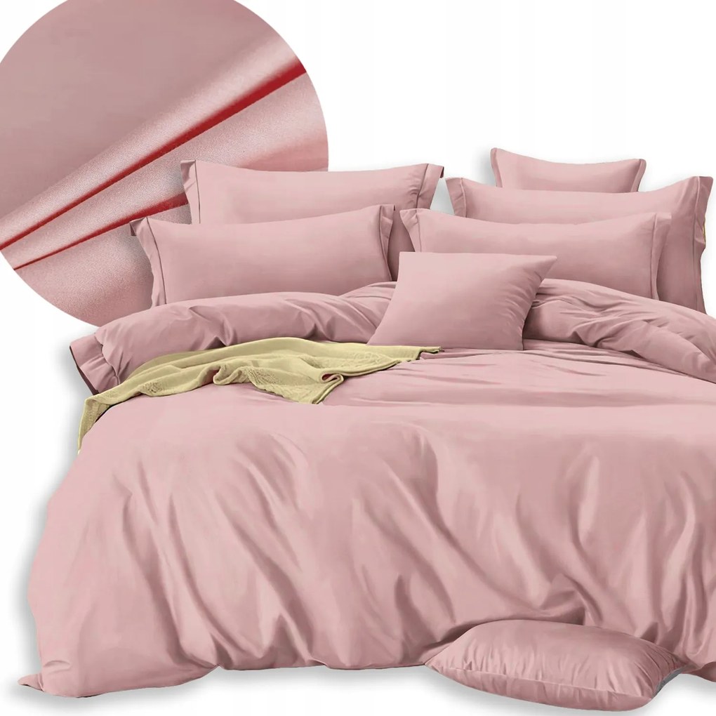 Ágyneműhuzat Garnitúra 200x220 2x Párnahuzat 70x80 Kétoldalas Sima Puha Rózsaszín