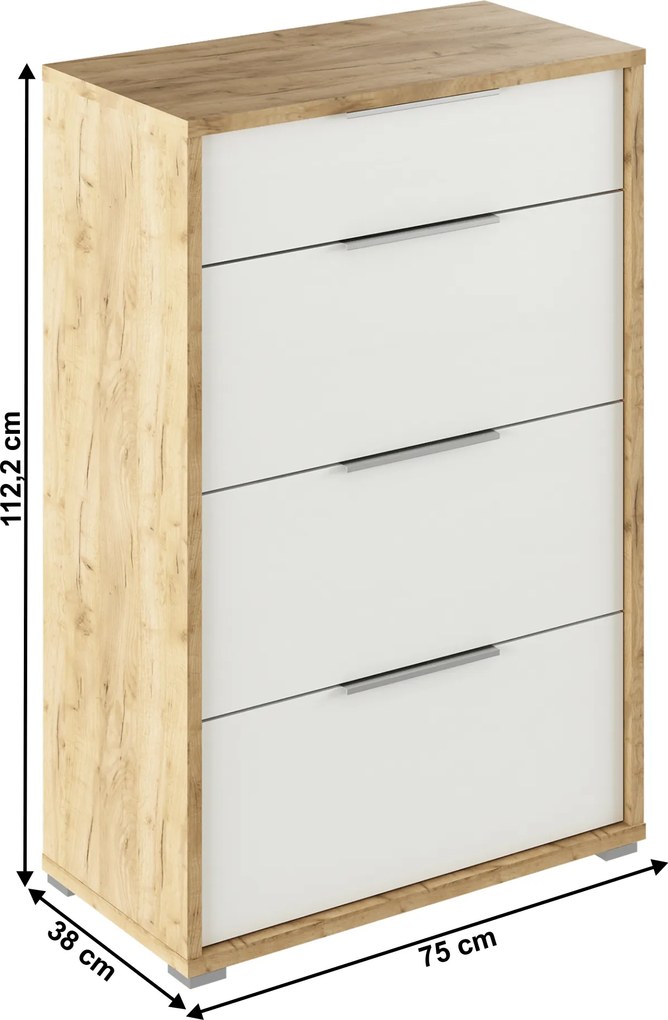 komód fiókokkal, artisan tölgy/fehér, RIOMA TYP 22