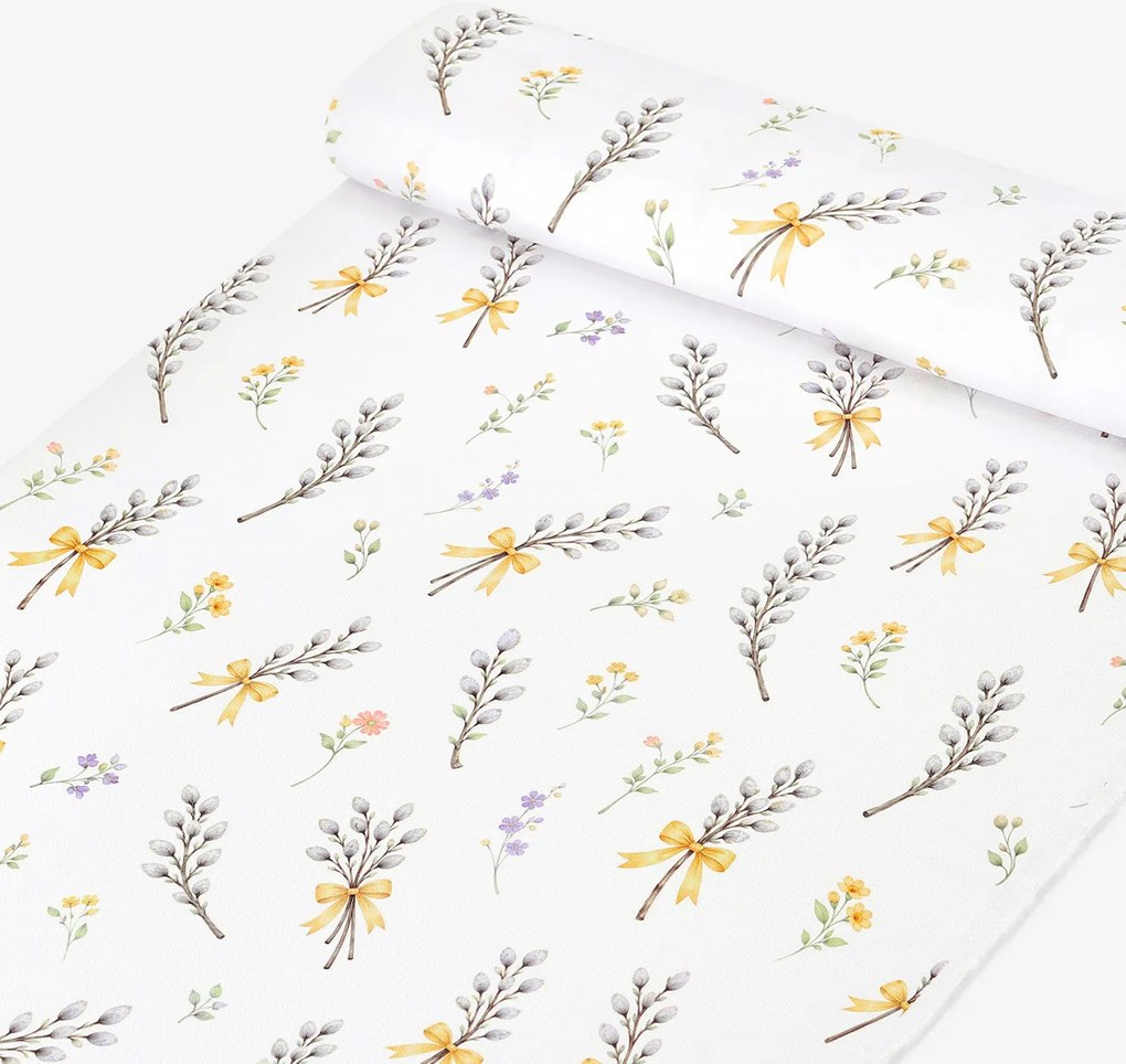 Goldea tavaszi teflon szövet terítőknek - barka mintás 160 cm