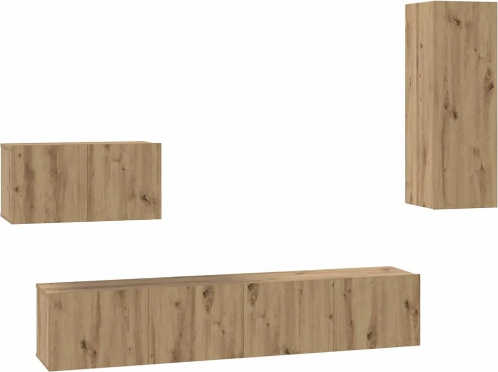 vidaXL Fali TV Szekrény Falra szerelhető 4 pcs Artisan tölgy Faanyag