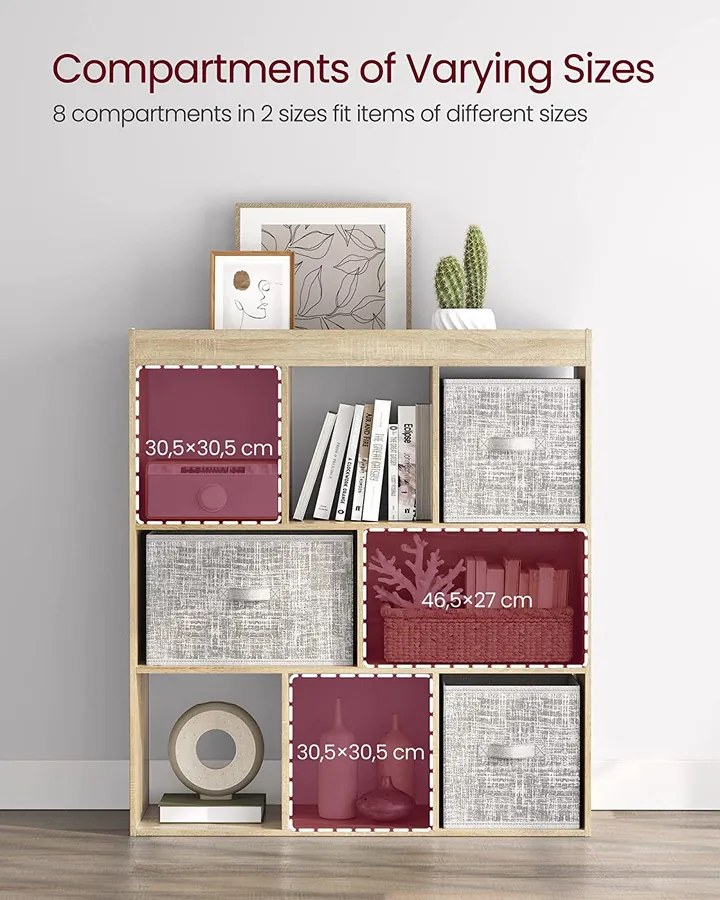 könyvespolc, térelválasztó polc, 97,5 x 100 x 30 cm tölgy szín