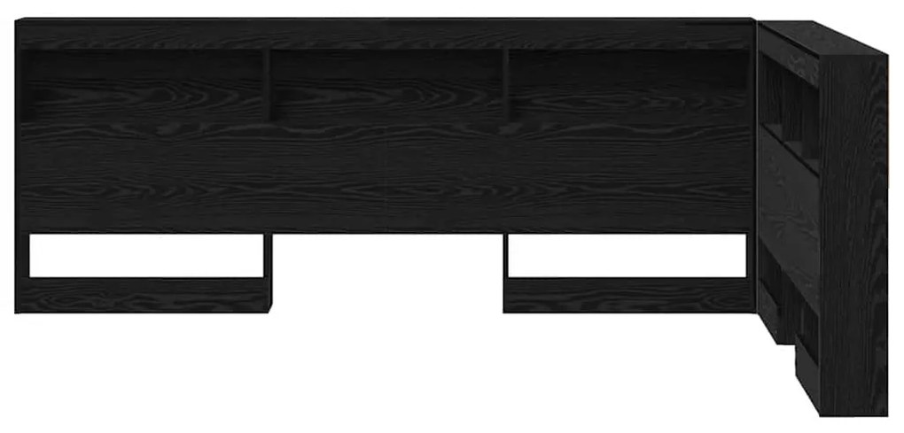 Tároló fejtámla polcokkal tárolóval Musta tammi 120 cm Faanyag