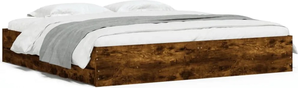 vidaXL füstös tölgy színű szerelt fa ágykeret fiókokkal 180 x 200 cm