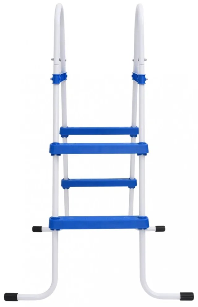 kék és fehér acél medencelétra 84 cm