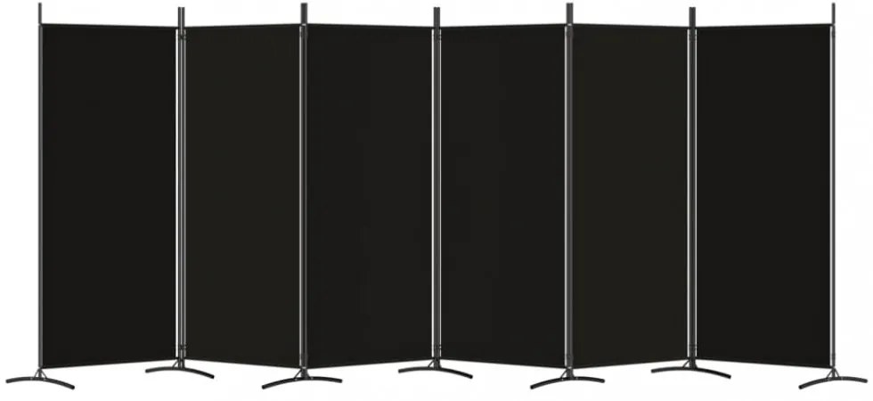 6 paneles fekete szövet térelválasztó 520x180 cm