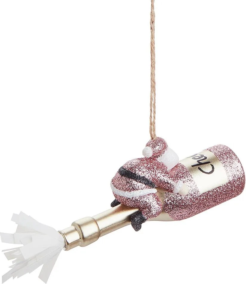 HANG ON üveg karácsonyfadísz, Mikulás pezsgősüvegen 15cm
