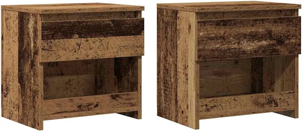 vidaXL 2 db antik fa forgácslap éjjeliszekrény 40 x 30 x 39 cm