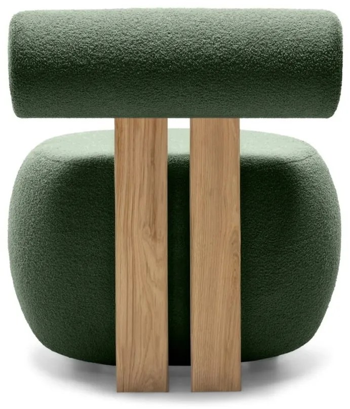 Sötétzöld design fotel HANNA, tölgy