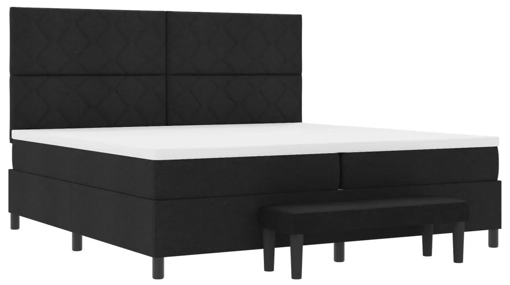 Box Spring Ágy Matraccal és Pad fekete 200x200 cm Szövet