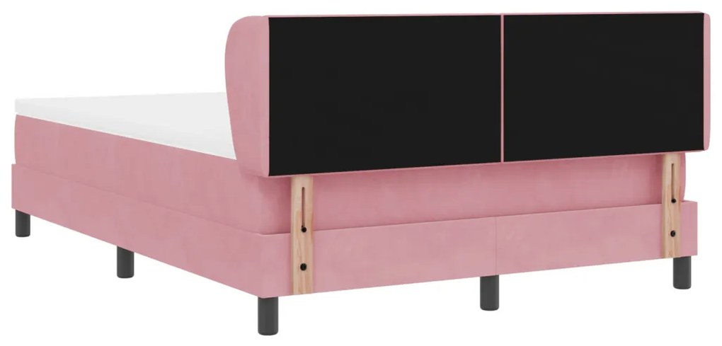 Boxspring Ágy Mattal Rózsaszín 140x190 cm Bársony