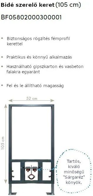 CeraStyle - BIDÉ SZERELŐKERET- fali bidé felfogatáshoz - 1/2" falikoronggal - 105 x 52 cm
