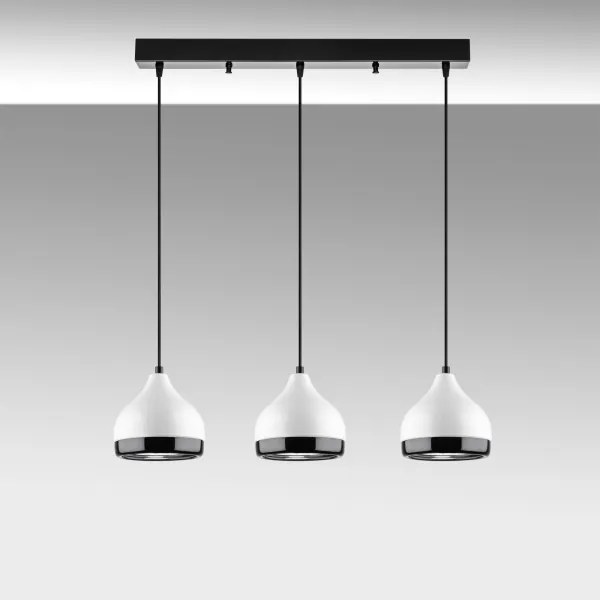 Zsinóros csillár YILDO 3xE27/40W/230V fehér/fekete