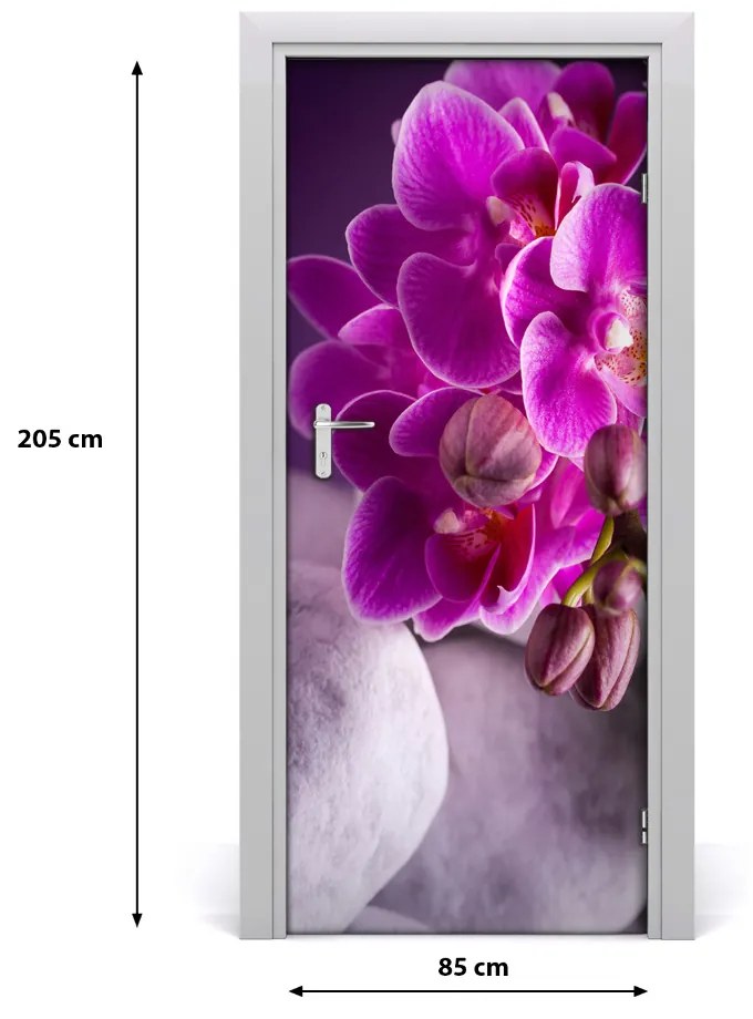 Ajtó tapéta rózsaszín orchidea 95x205 cm