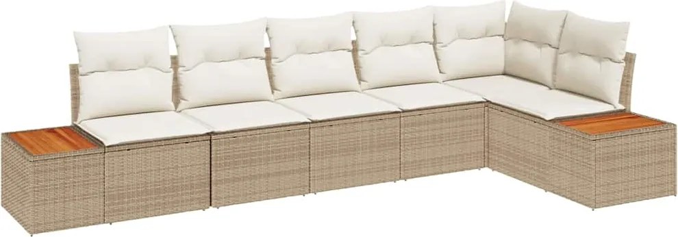 vidaXL Kerti Kanapé Szett párnával 6 pcs Bézs Poli rattan