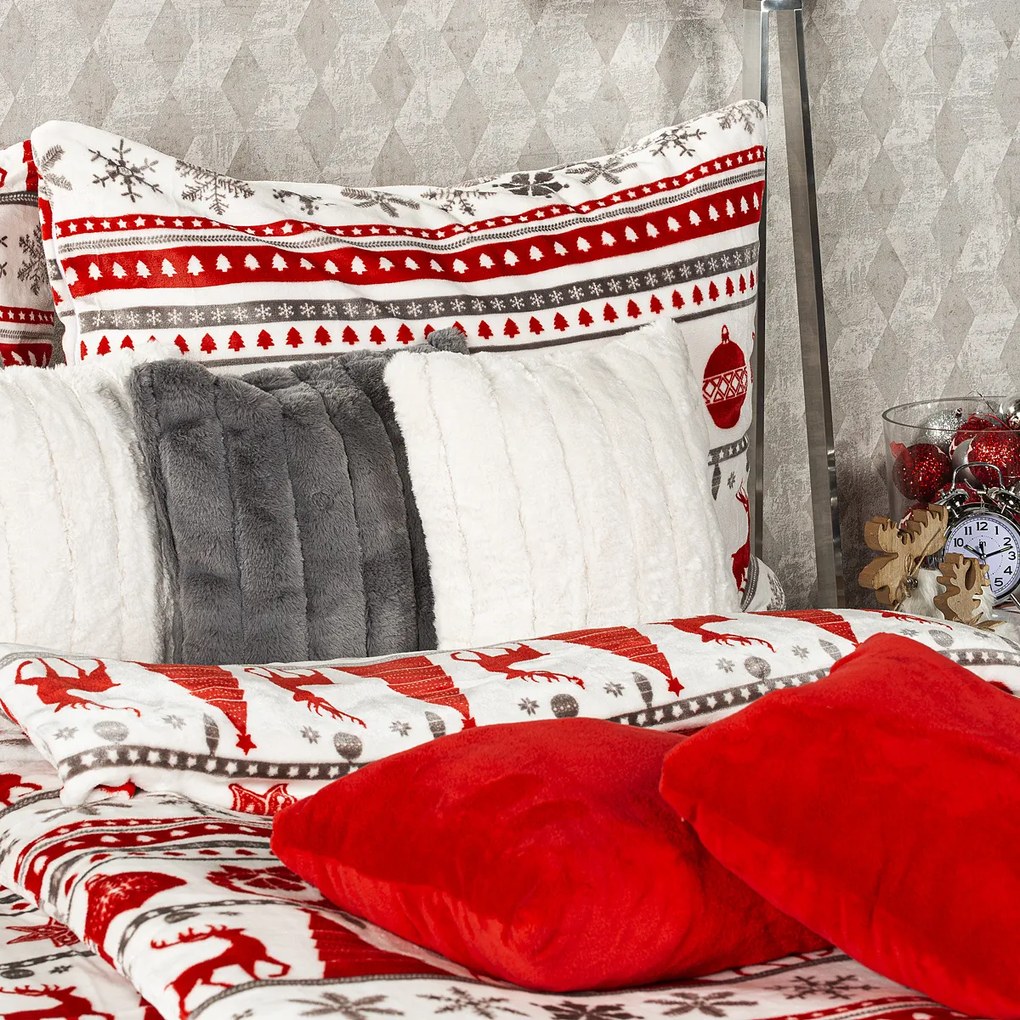 4Home Christmas Time mikroflanel ágyneműhuzat piros, 140 x 200 cm, 70 x 90 cm, 140 x 200 cm, 70 x 90 cm