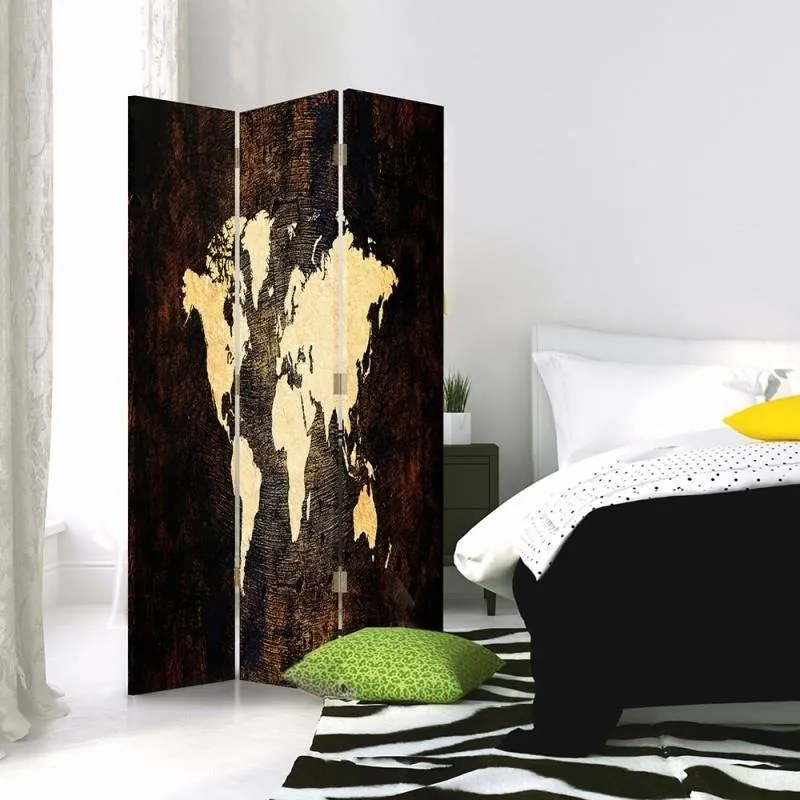 Gario Paraván Világtérkép sötét táblákon Méret: 145 x 170 cm, Kivitelezés: Klasszikus paraván