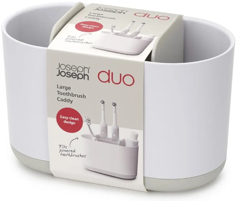 Fehér műanyag fogkefetartó pohár Duo – Joseph Joseph