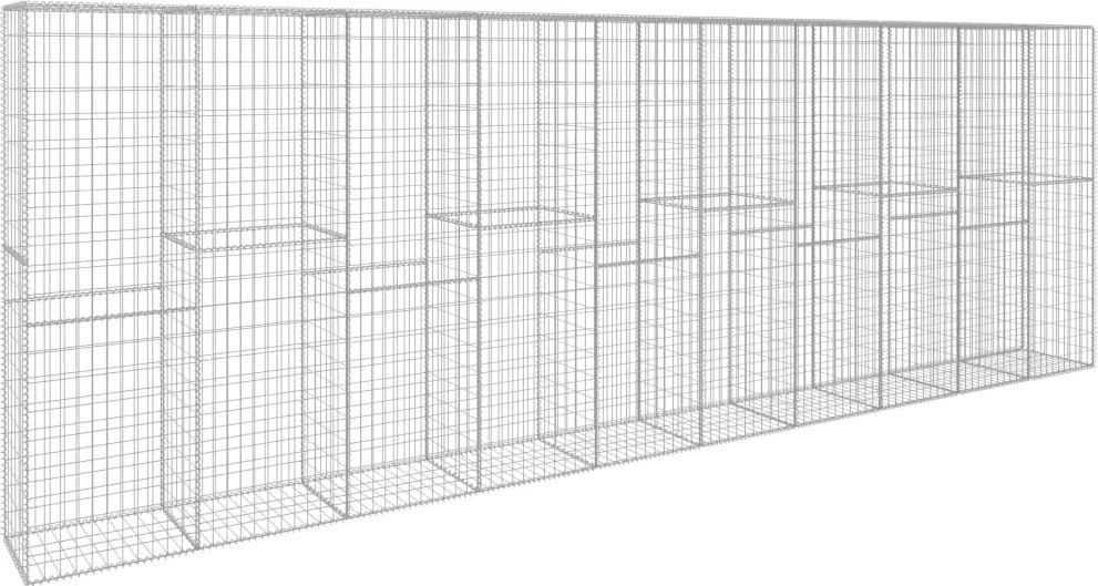 vidaXL horganyzott acél gabion fal fedéllel 600 x 50 x 200 cm