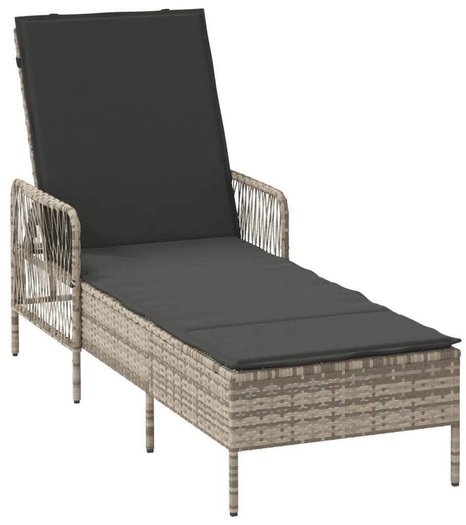Napágy Világosszürke PE rattan 157 x 55 x 92 cm Összecsukható