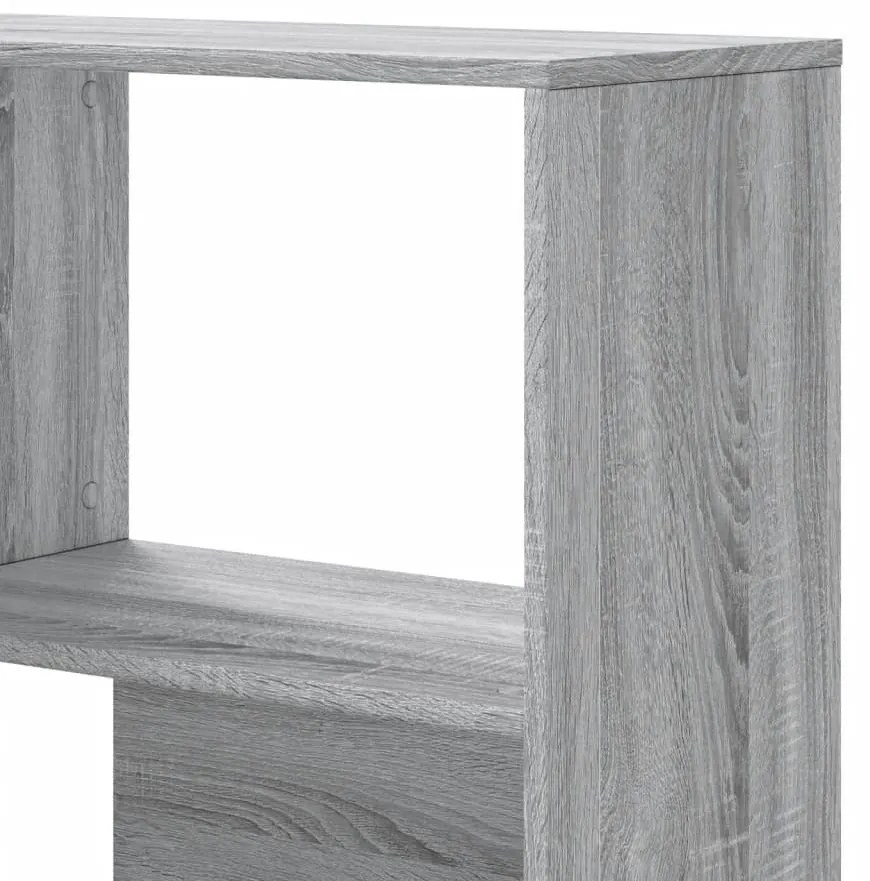 4 szintes szürke szerelt fa sarokkönyvespolc 85x85x140 cm