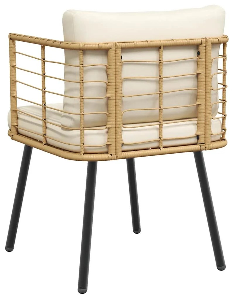 2 db természetes polyrattan kerti szék párnákkal