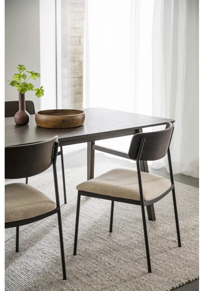 Krémszínű-sötétbarna étkezőszék szett 2 db-os Maymont – Rowico