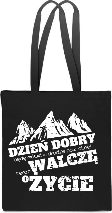 Pamut Táska fekete Hegyek Hegymászó Jó reggelt küzdök vicces ajándék