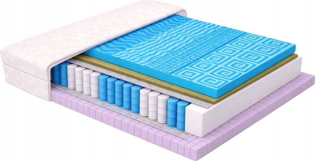 160x200 cm-es zsákrugós matrac Blue Cube fűvel, kemény, kétoldalas H3 H4 23c