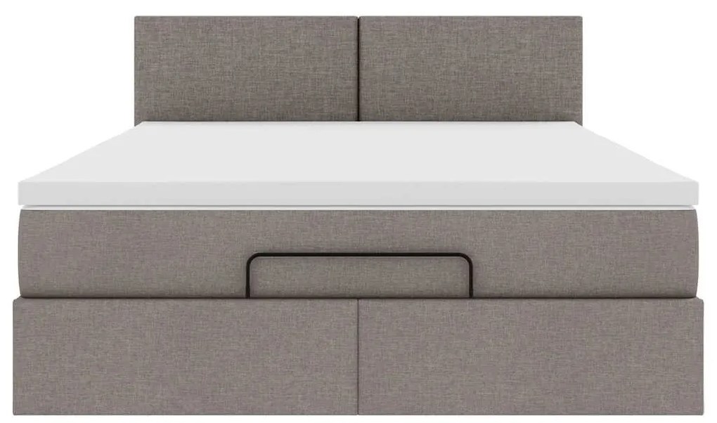 Ottomán ágy matraccal & LED-ek Taupe 140x190 cm anyaggal