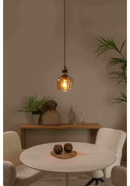 Lucide 45408/18/62 - Csillár zsinóron ILONA 1xE27/40W/230V átm. 18 cm fekete/bézs