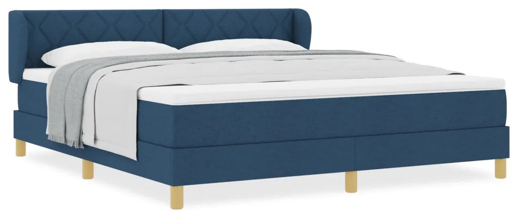 Boxspring Ágy Mattal - Kék, 180x200 cm, Szövet