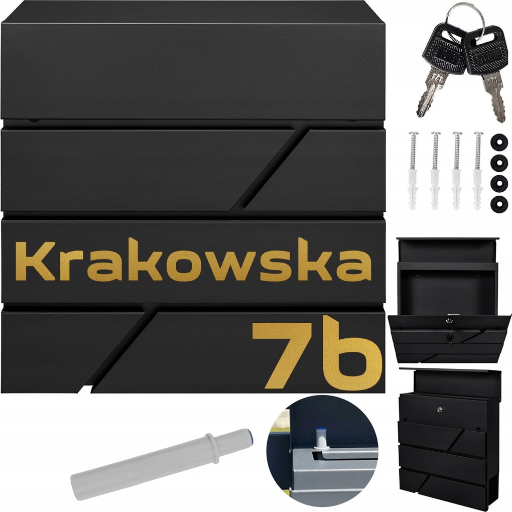 Modern Postaláda Fekete Arany Mintás