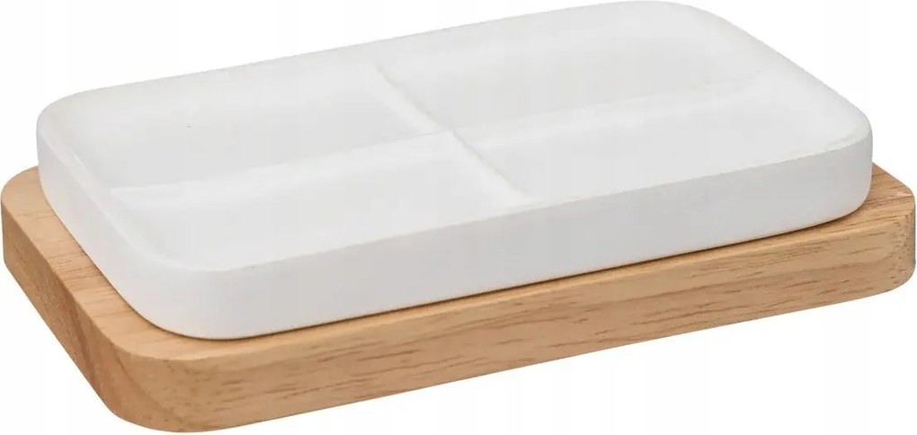 Szappantartó fehér Loft Tribecart Szabadon álló asztallap bambusz alap