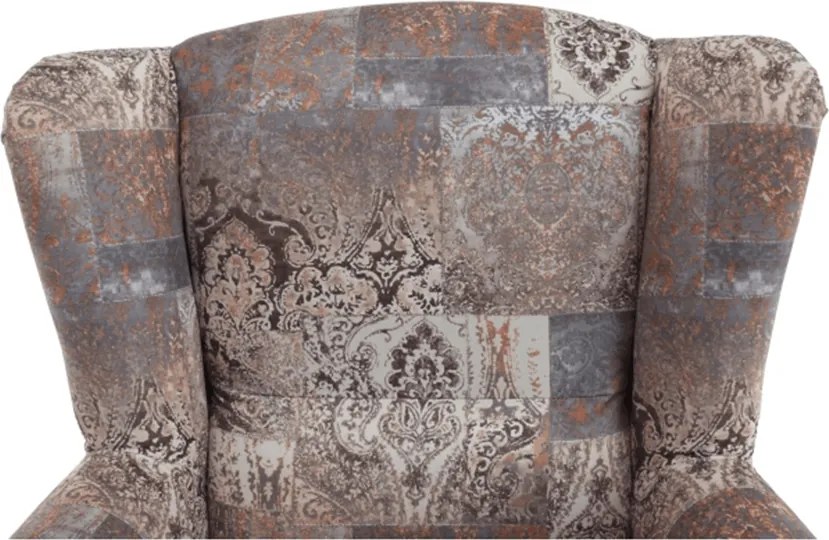 Füles fotel, szövet vintage barna, CHARLOT