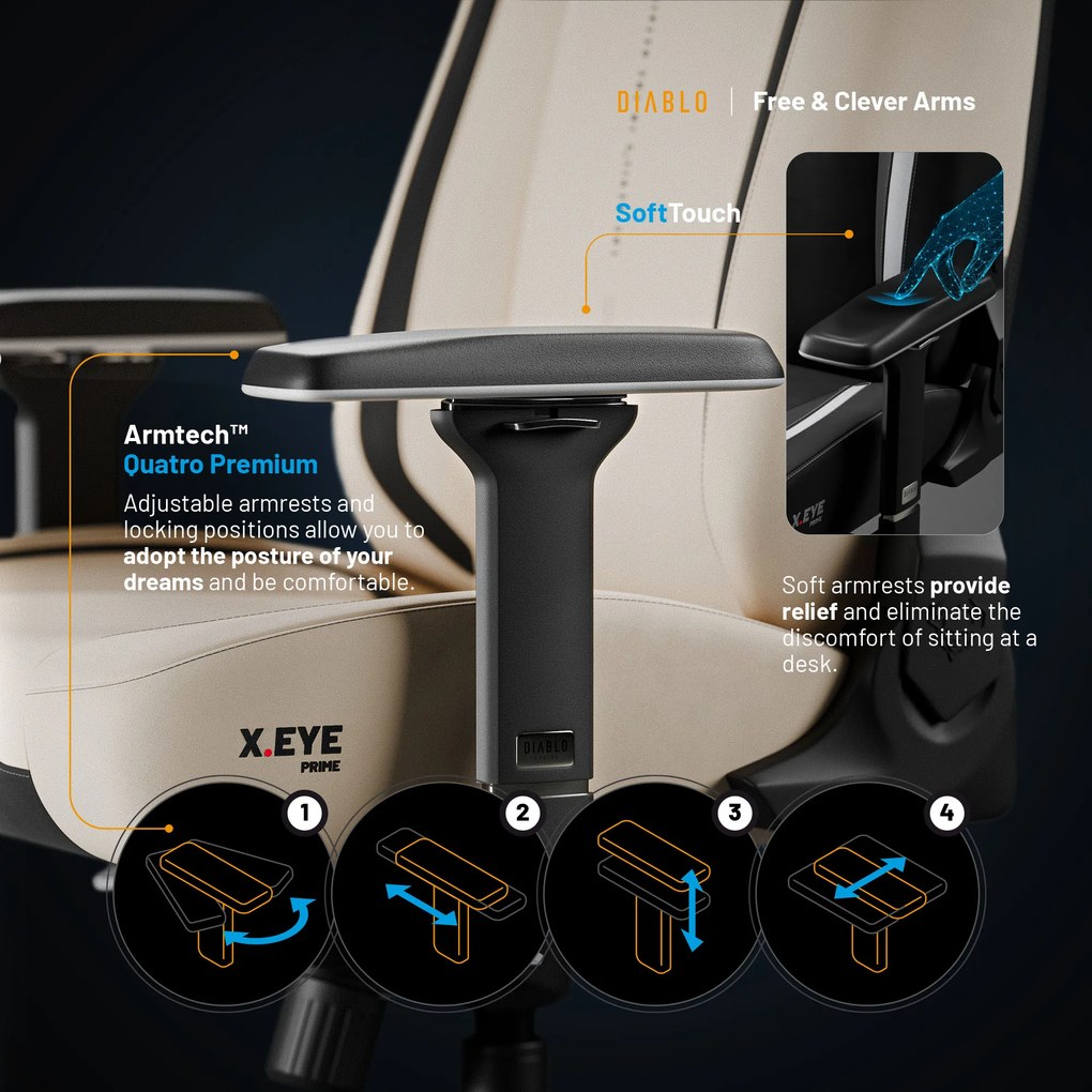 Diablo X.Eye Prime gamer szék, normál méret, sivatagi vihar