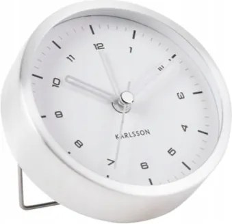 Ébresztőóra ezüst fém fehér kerek hangtalan hálószoba szoba Tinge