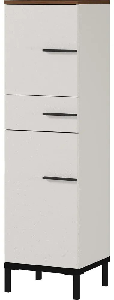 Szürkésbézs fürdőszoba szekrény diófa dekorral 34x123 cm Yonkers - Germania