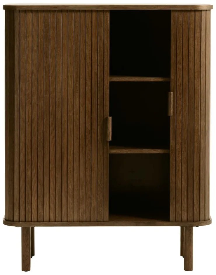 Barna szekrény tolóajtóval, tölgyfa dekorral 113x90 cm Cavo – Unique Furniture