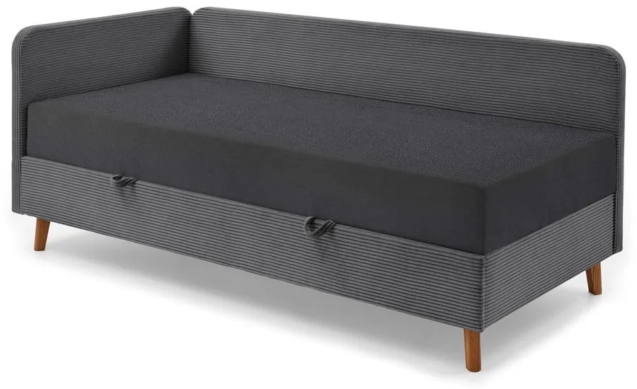 Sötétszürke kárpitozott egyszemélyes ágy tárolóhellyel 90x200 cm Cabana – Meise Möbel