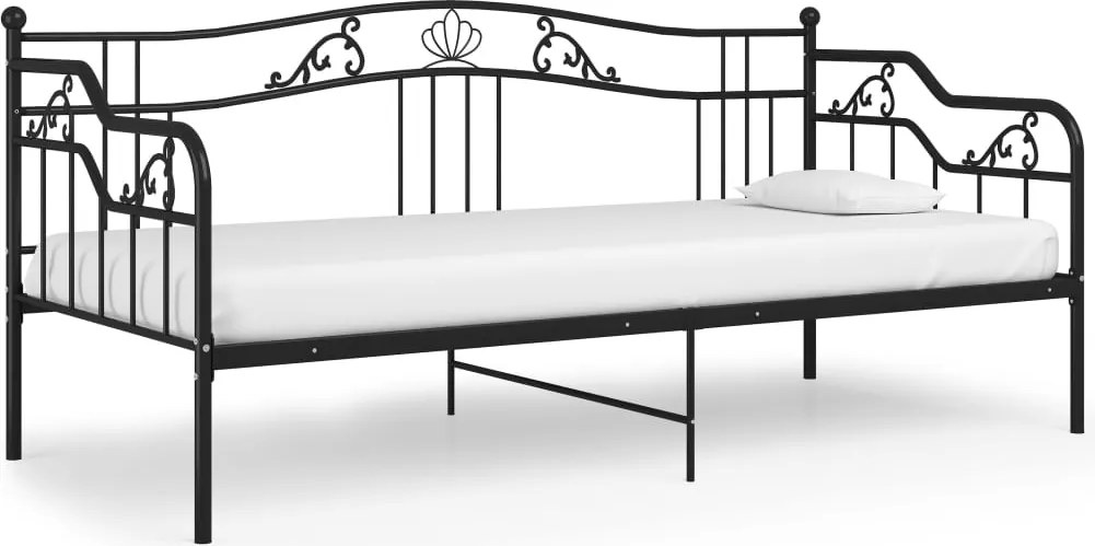 vidaXL fekete fém kanapéágykeret 90 x 200 cm