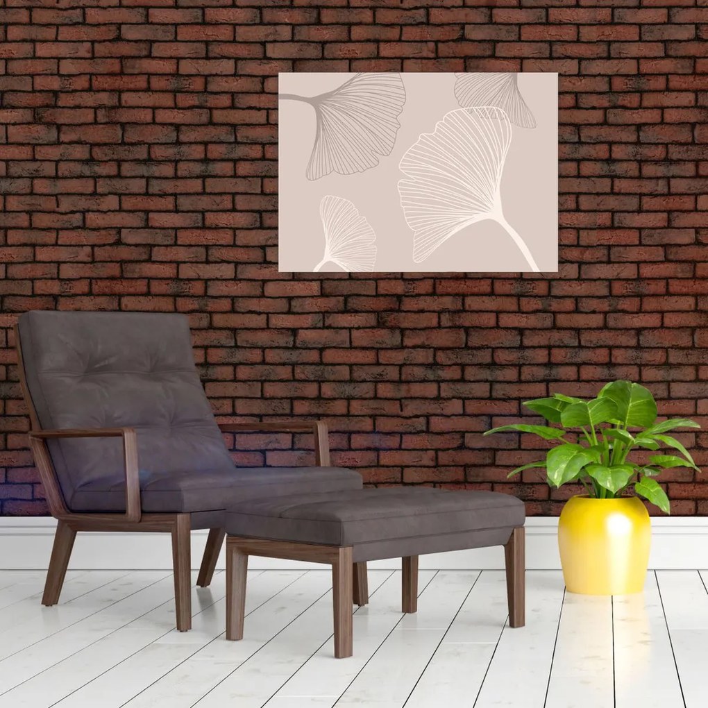 Üveg kép - Bézs színű levelek N⁰6 (70x50 cm)